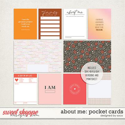 About Me: Pocket Cards | Designed by Soco