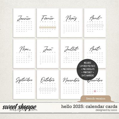 Hello 2025: Calendar Cards (French Version) | Designed by Soco