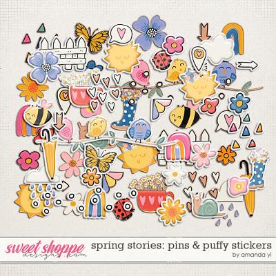 Spring Stories: pins & puffy stickers by Amanda Yi