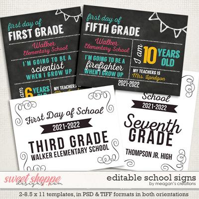 Editable School Signs by Meagan's Creations