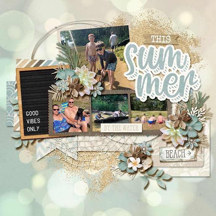 Digital Scrapbooking Kits, August Basics Page Kit-(Kmess), Everyday,  Seasons - Summer