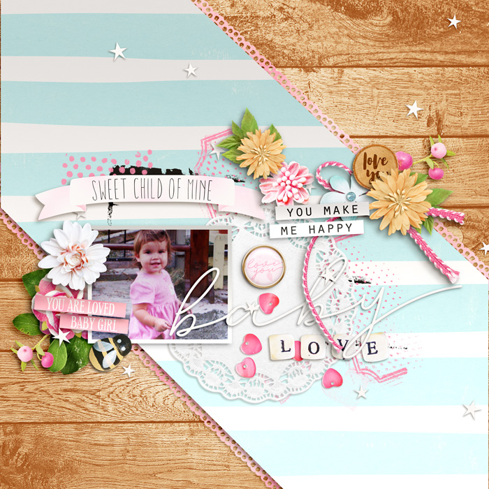 Digital Scrapbook Kit for Girls and Babies sweet Stuff 35 Elements 20  Papers 12x12 Alphabet PNG 