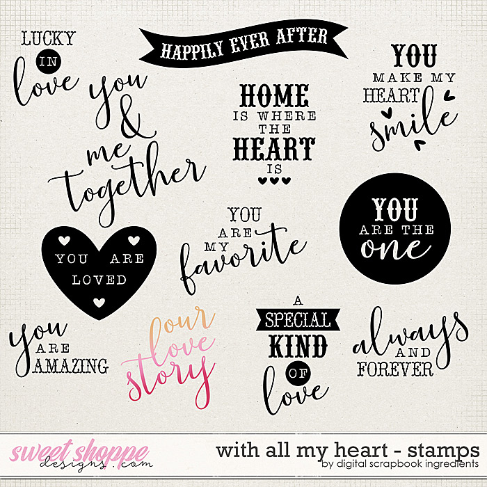 With All My Heart | Stamps by Digital Scrapbook Ingredients