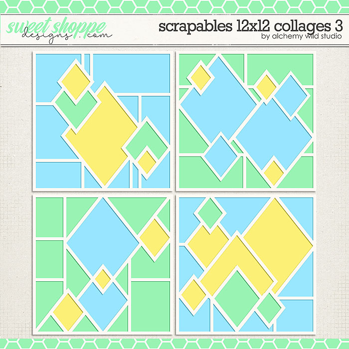 Scrapables: 12x12 Collages 3 Layered Templates by Alchemy Wild Studio