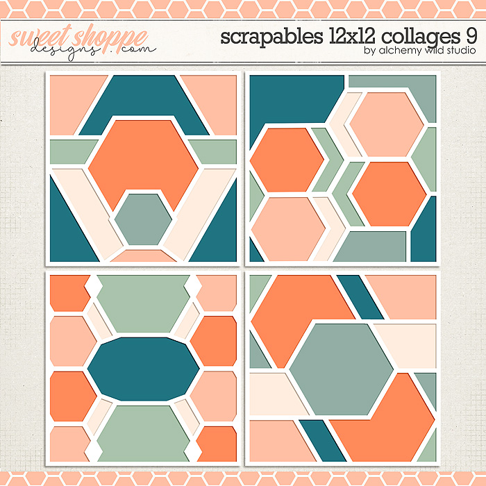 Scrapables: 12x12 Collages 9 Layered Templates by Alchemy Wild Studio