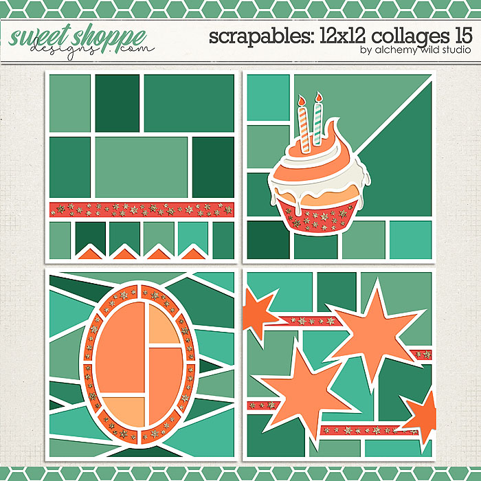 Scrapables: 12x12 Collages 15 Layered Templates by Amber