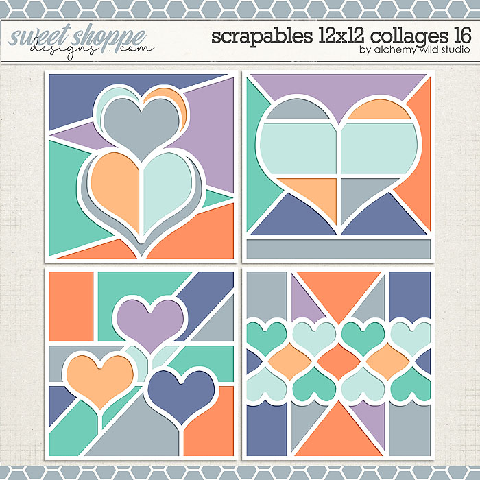 Scrapables: 12x12 Collages 16 Layered Templates by Alchemy Wild Studio