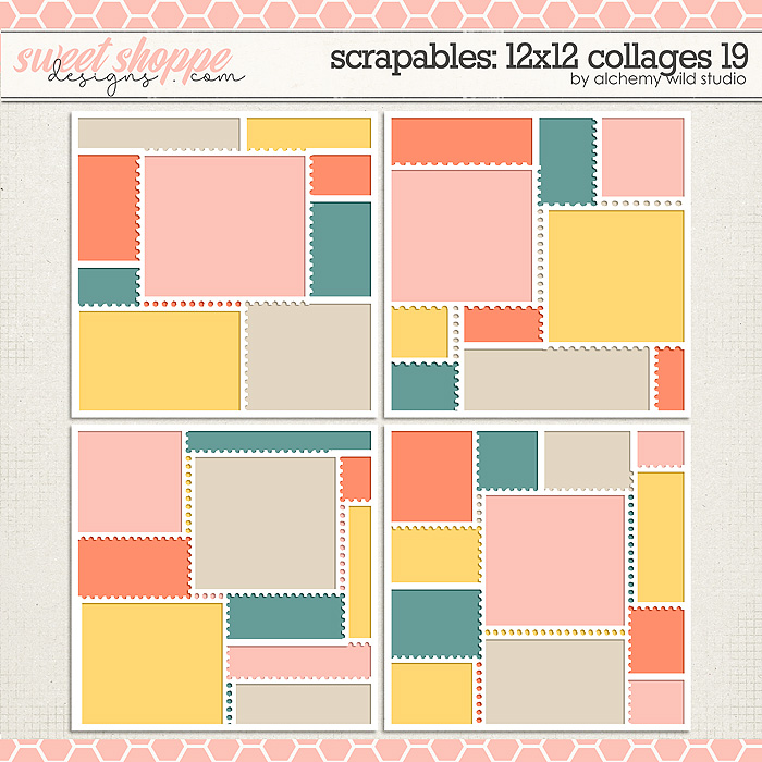 Scrapables: 12x12 Collages 19 Layered Templates by Amber