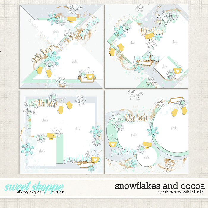 Snowflakes and Cocoa Layered Templates by Alchemy Wild Studio