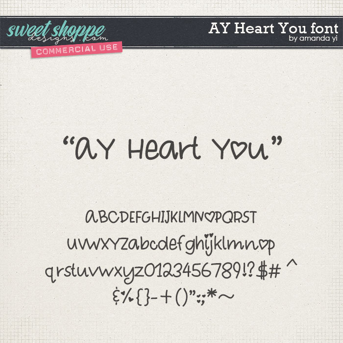 CU AY Heart You font by Amanda Yi