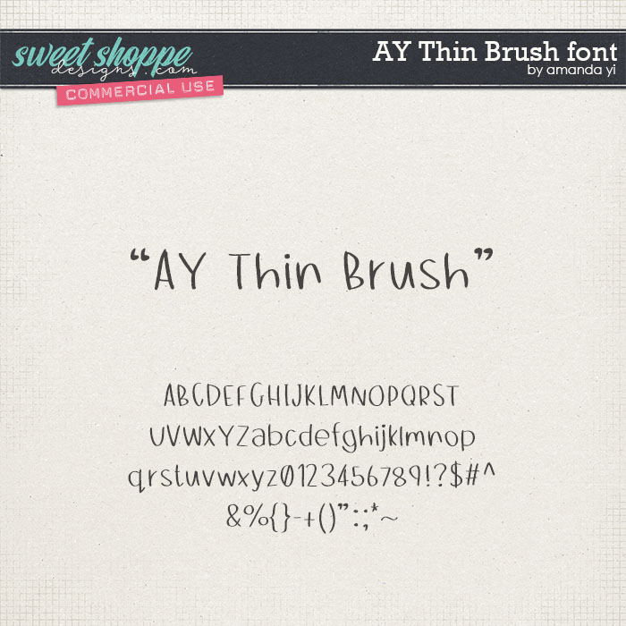 CU AY Thin Brush font by Amanda Yi
