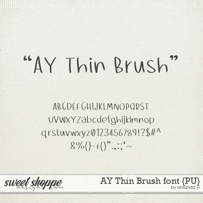 AY Thin Brush font {PU} by Amanda Yi
