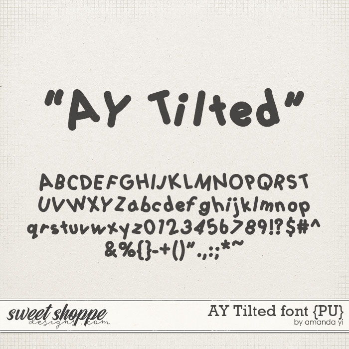 AY Tilted font {PU} by Amanda Yi