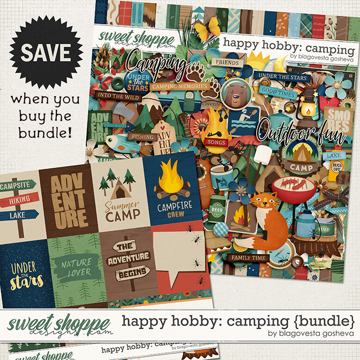 Camping Themed Digital Scrapbooking Kit: Set Up Camp - Creative