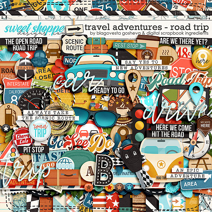 Paradise Found,Travel themed 2 page Scrapbooking Layout Kit, DIY travel  scrapbook kit