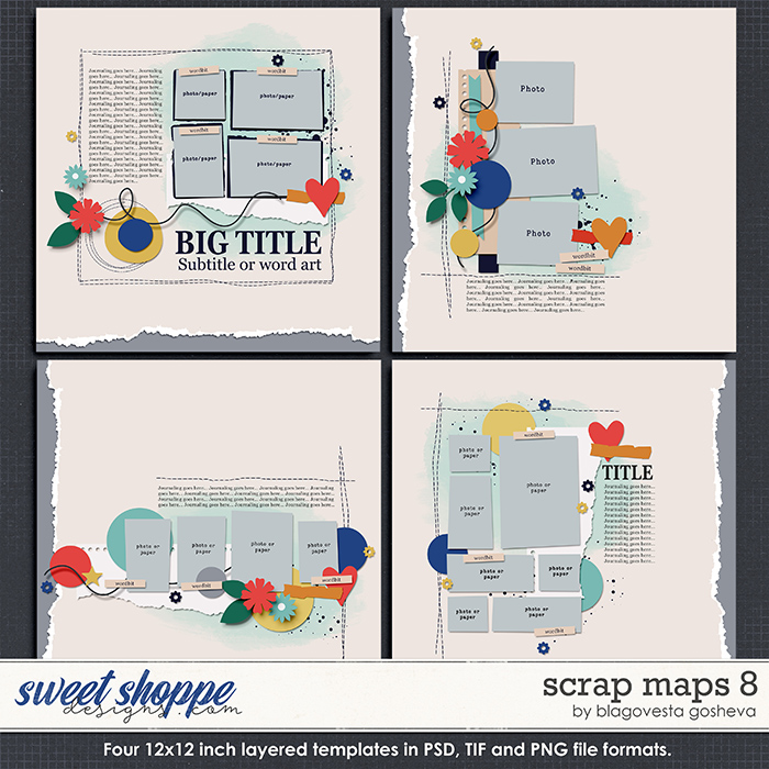 Scrap Maps 8 {layered templates} by Blagovesta Gosheva