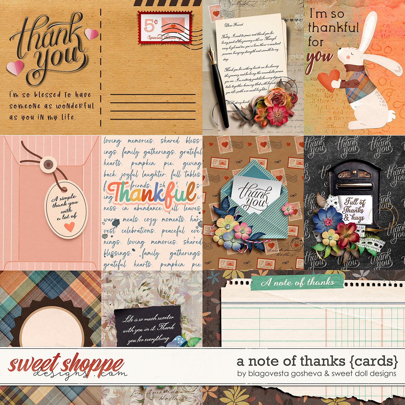 A Note of Thanks {cards} by Blagovesta Gosheva & Sweet Doll Designs