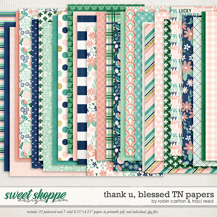 Thank U, Blessed Traveler's Notebook Papers by Robin Carlton & Traci Reed Thank U, Blessed Traveler's Notebook Papers by Robin Carlton & Traci Reed