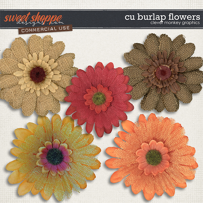 CU Burlap Flowers by Clever Monkey Graphics