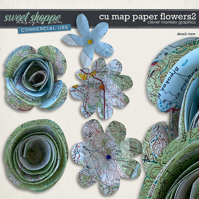CU Map Paper Flowers 2 by Clever Monkey Graphics CU Map Paper Flowers 2 by Clever Monkey Graphics