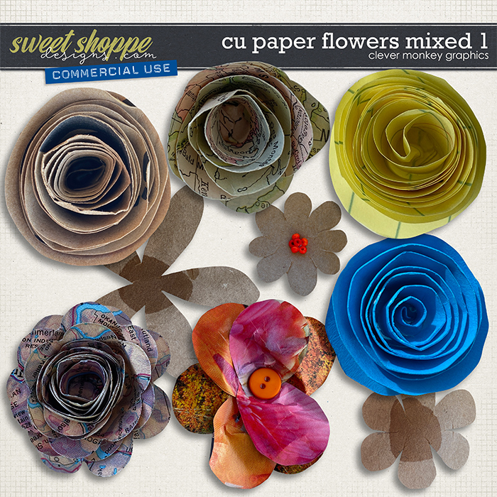 CU Paper Flowers Mixed 1 by Clever Monkey Graphics 