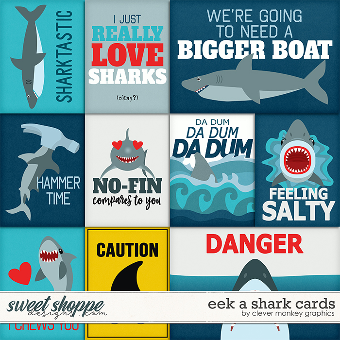 Eek a Shark Cards by Clever Monkey Graphics 