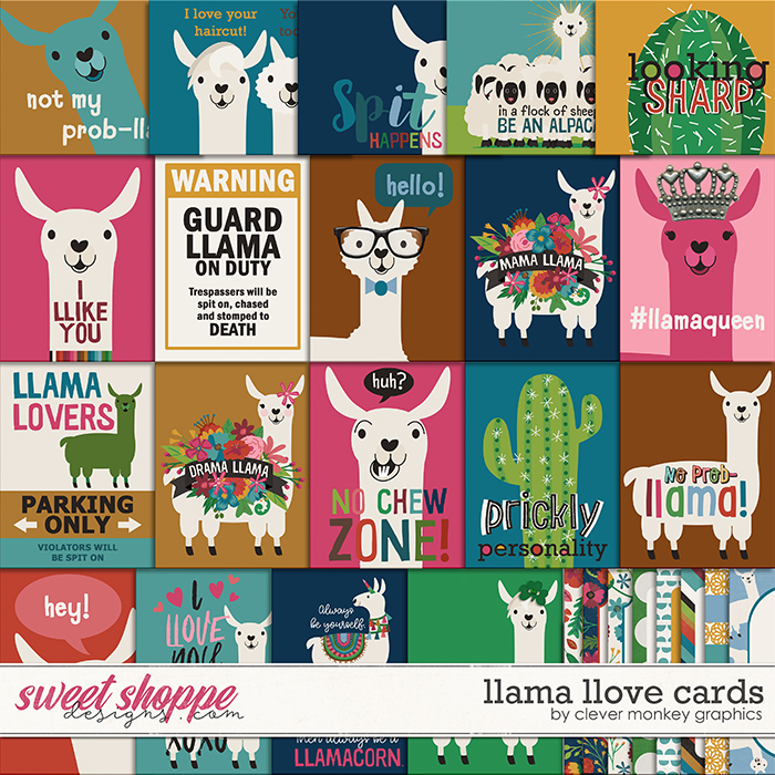 Llama Llove Cards by Clever Monkey Graphics 