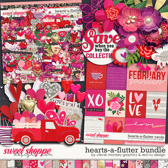 Hearts-a-flutter Bundle by Clever Monkey Graphics & Red Ivy Design