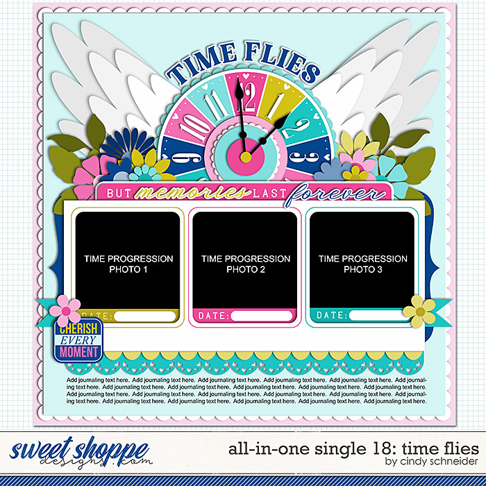 Cindy's Layered Templates - All in One Single 18: Time Flies by Cindy Schneider