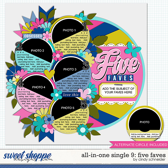 Cindy's Layered Templates - All In One Single 9: Five Faves by Cindy Schneider
