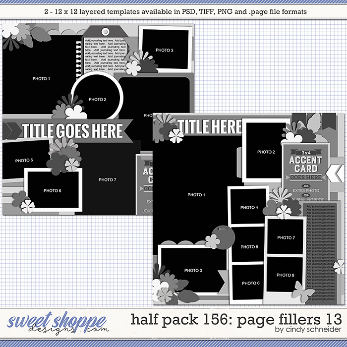 Cindy's Layered Templates - Half Pack 156: Page Fillers 13 by Cindy Schneider