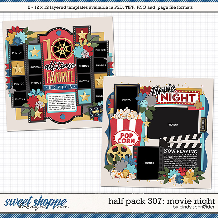 Cindy's Layered Templates - Half Pack 307: Movie Night by Cindy Schneider