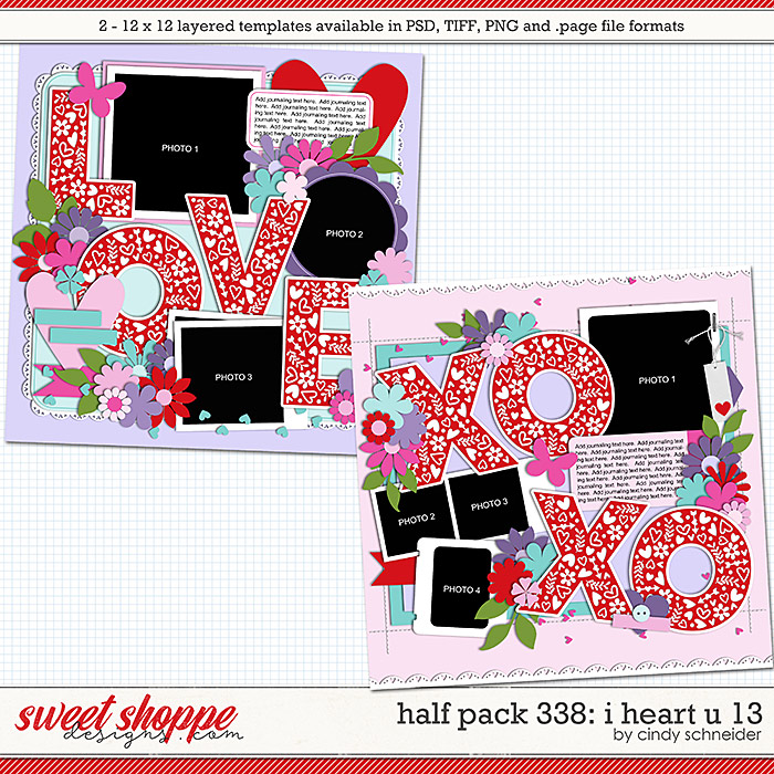 Cindy's Layered Templates - Half Pack 338: I Heart U 13 by Cindy Schneider