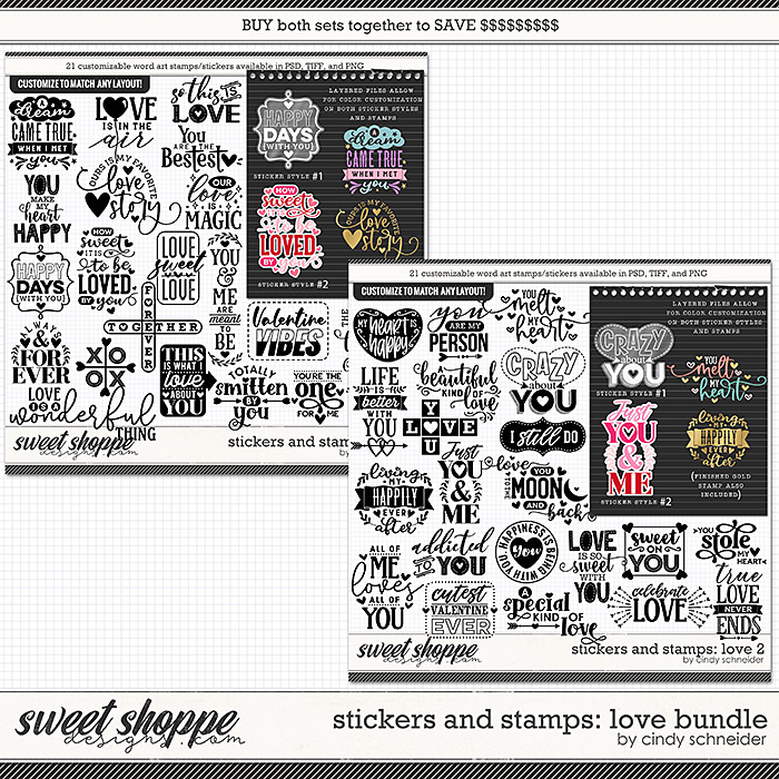 Cindy's Layered Stickers and Stamps: Love Bundle by Cindy Schneider