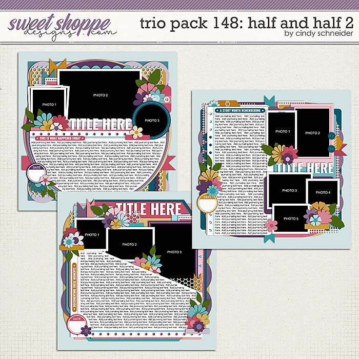 Cindy's Layered Templates - Trio Pack 148: Half and Half 2 by Cindy Schneider