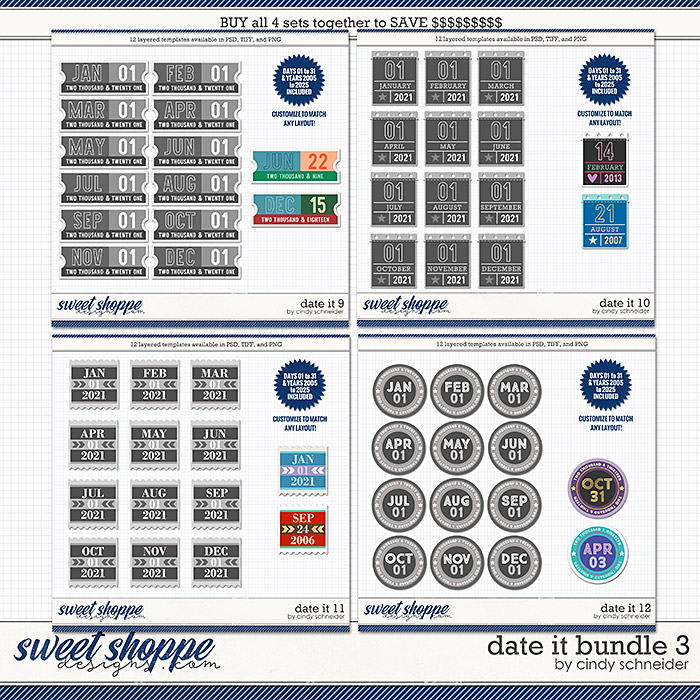 Cindy's Layered Templates - Date It Bundle 3 by Cindy Schneider