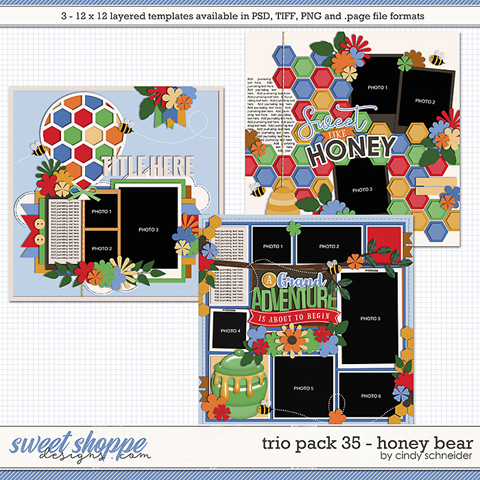 Cindy's Layered Templates - Trio Pack 35: Honey Bear by Cindy Schneider