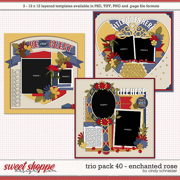 Cindy's Layered Templates - Trio Pack 40: Enchanted Rose by Cindy Schneider