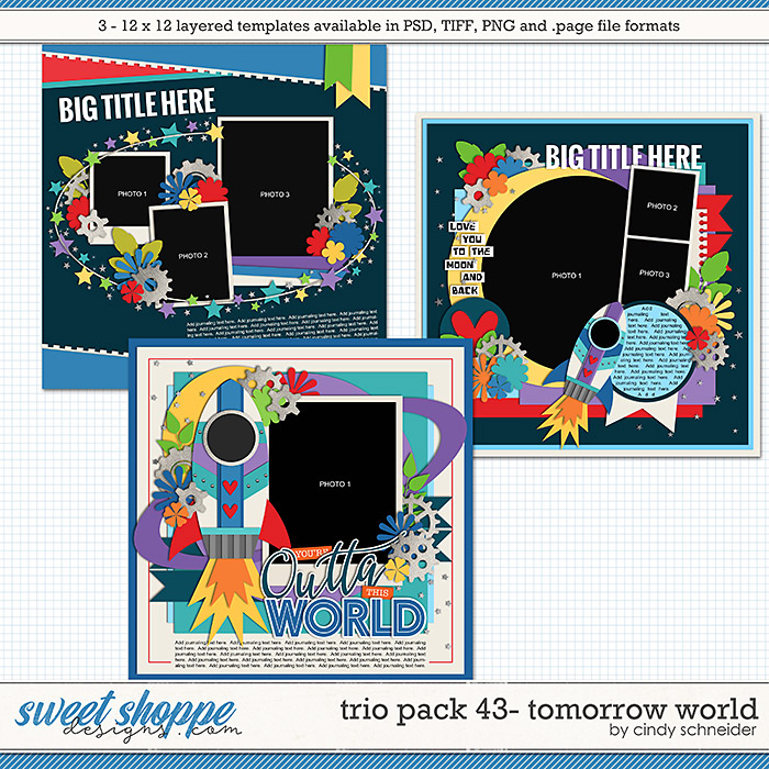 Cindy's Layered Templates - Trio Pack 43: Tomorrow World by Cindy Schneider