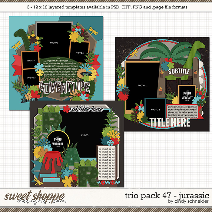 Cindy's Layered Templates - Trio Pack 47: Jurassic by Cindy Schneider