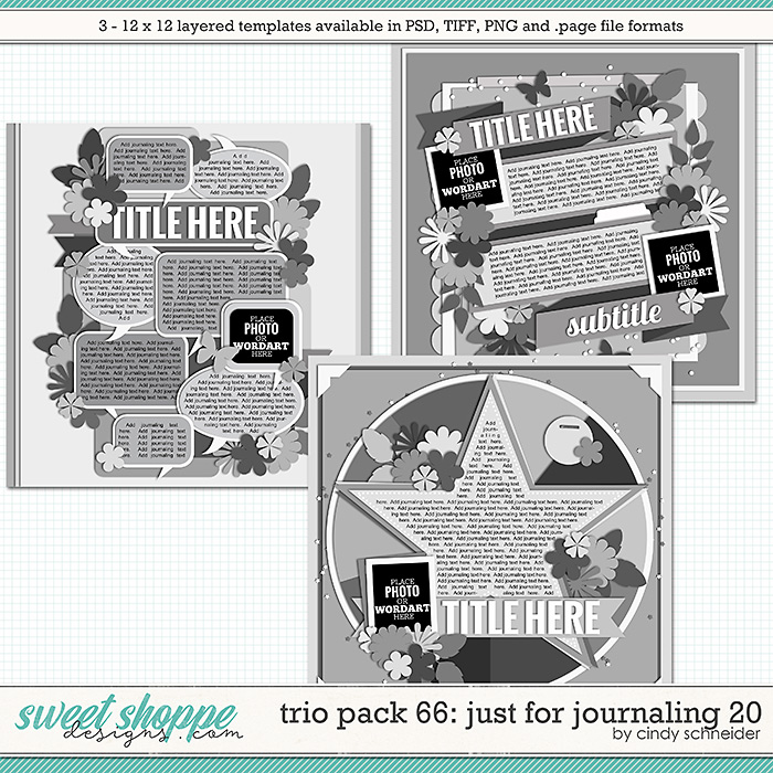 Cindy's Layered Templates - Trio Pack 66: Just for Journaling 20 by Cindy Schneider