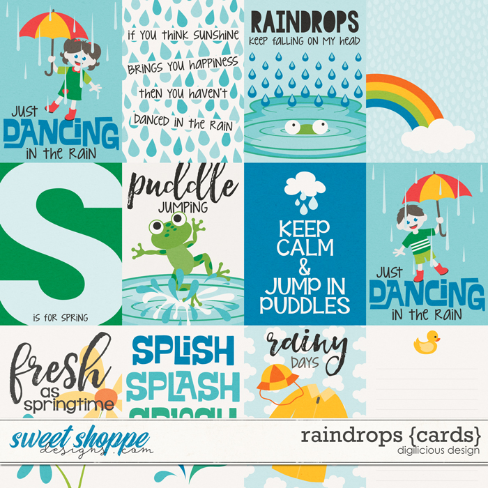 Raindrops {Cards} by Digilicious Design