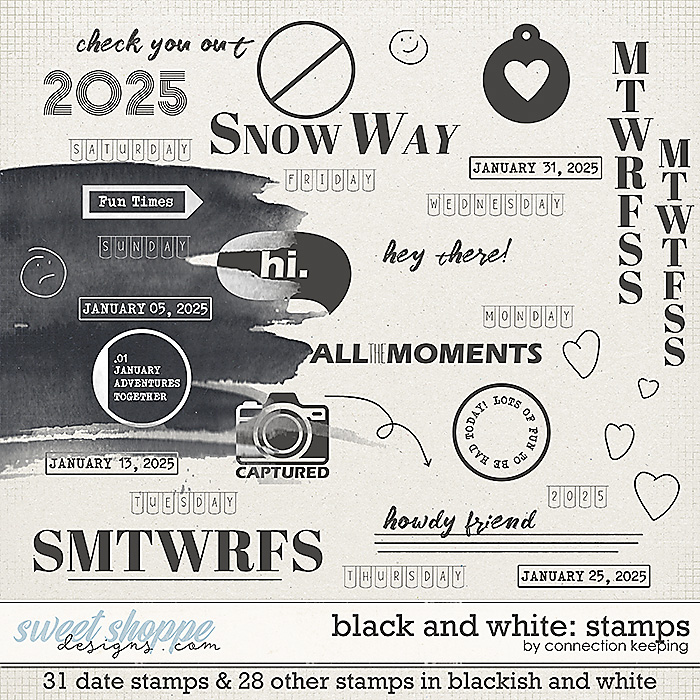 Black & White: January Stamps by Connection Keeping
