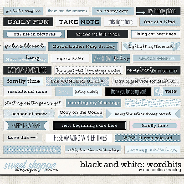 Black & White: January Wordbits by Connection Keeping