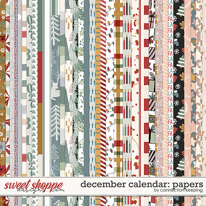 December Calendar Patterned Papers by Connection Keeping