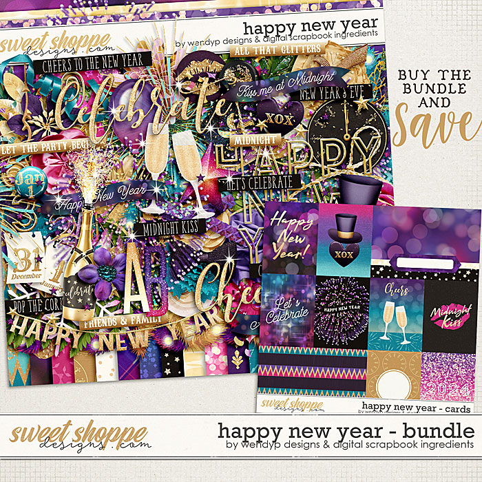 Happy New Year 2024 - Scrapbook Page Title Sticker