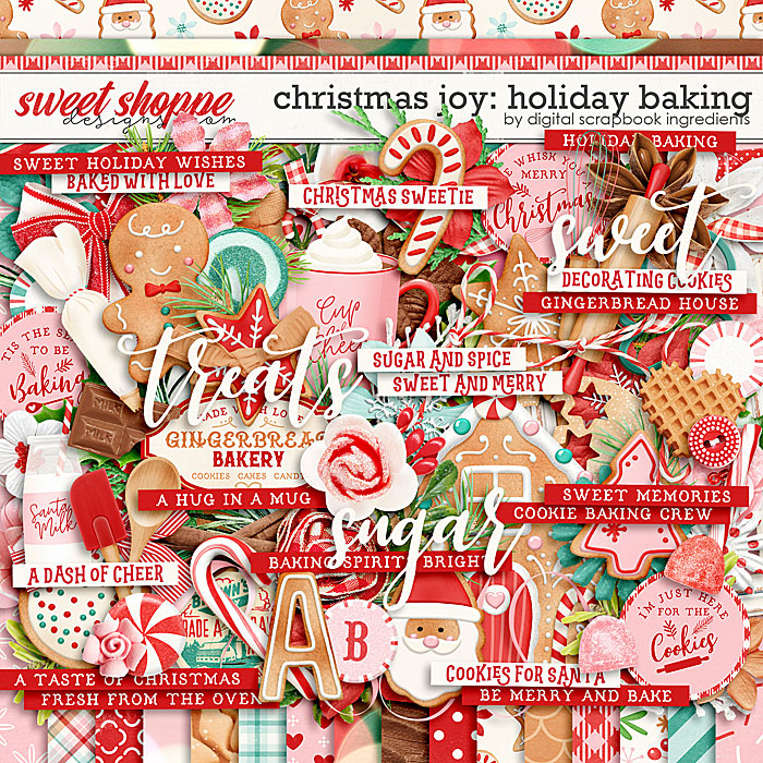 Sweet Christmas scrapbook paper 12x12, digital scrapbooking paper, royalty  free- Instant Download