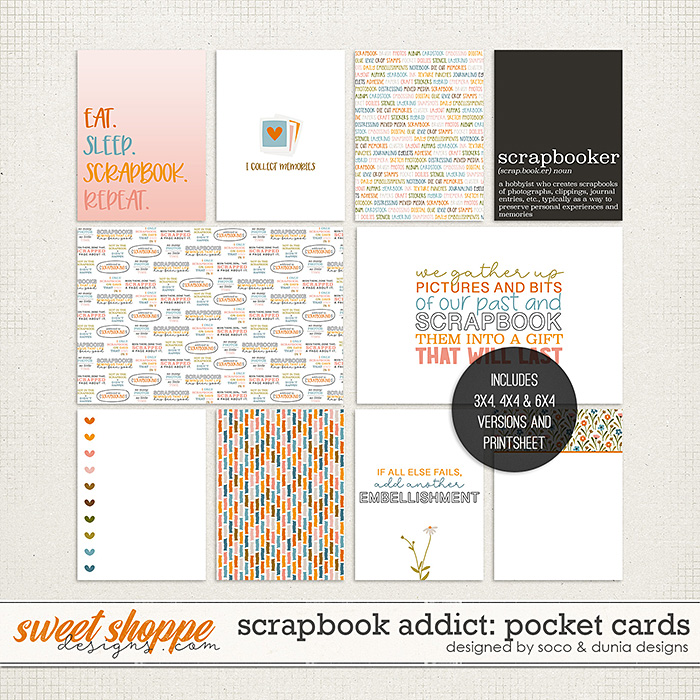 Scrapbook Addict: Pocket Cards | Designed by Soco and Dunia Designs