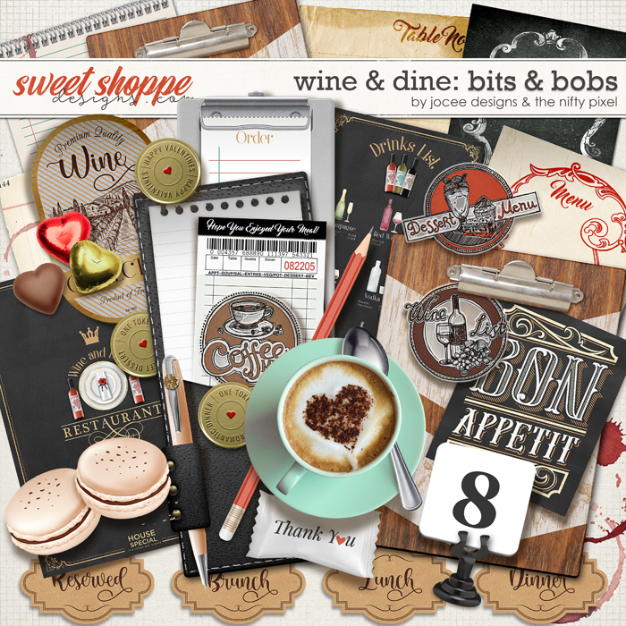 Wine and Dine Bits and Bobs by JoCee Designs and The Nifty Pixel