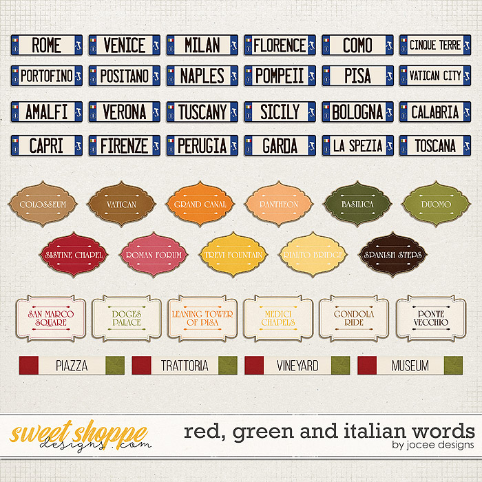 Red, Green and Italian Words by JoCee Designs